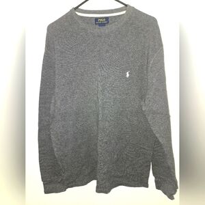 Polo Ralph Lauren Cotton Thermal Waffle Knit Long Sleeve Shirt Gray